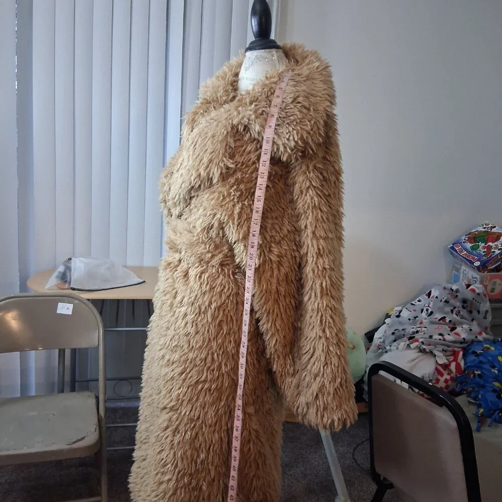 Boutique J. Renee Shaggy Tan Faux Fur Long Coat - Picture 13 of 14